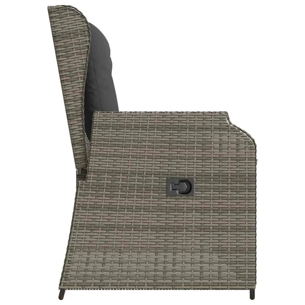 Outdoor Reclining Garden Bench Adjustable Backrest Padded Cushions Grey Poly