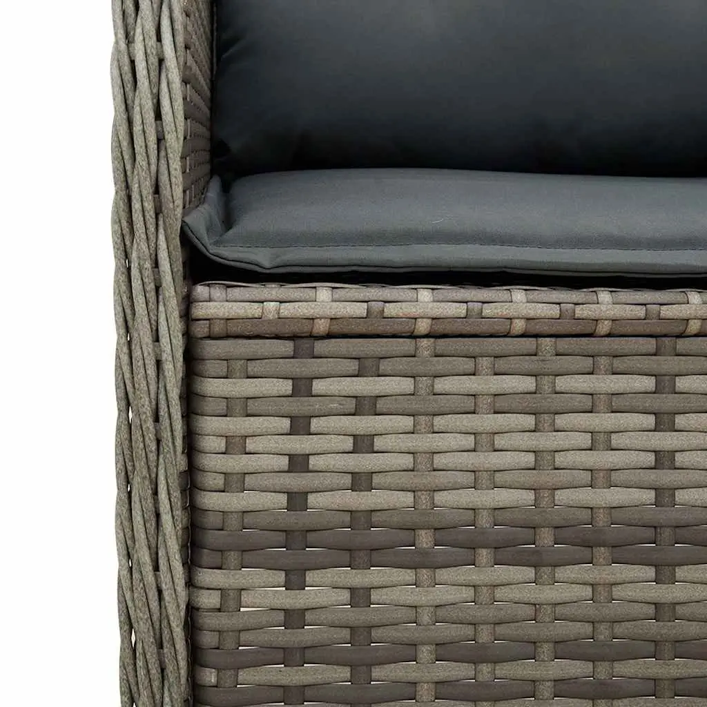 Outdoor Reclining Garden Bench Adjustable Backrest Padded Cushions Grey Poly