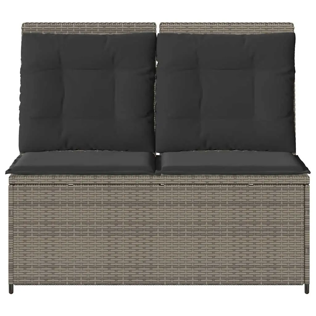 Reclining Garden Bench Outdoor Seating Adjustable Backrest Cushions Grey