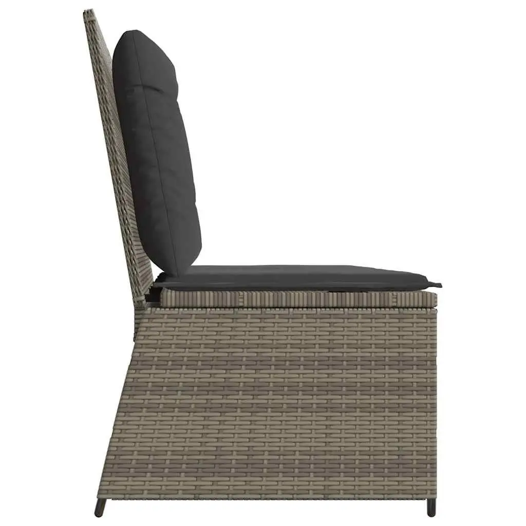 Reclining Garden Bench Outdoor Seating Adjustable Backrest Cushions Grey