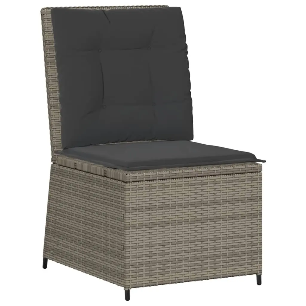 Reclining Garden Sofa Outdoor Seating Adjustable Backrest Grey Poly Rattan