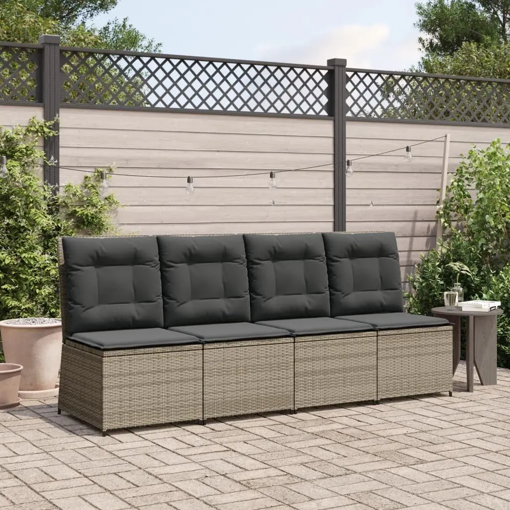 Reclining Garden Sofa Outdoor Seating Adjustable Backrest Grey Poly Rattan