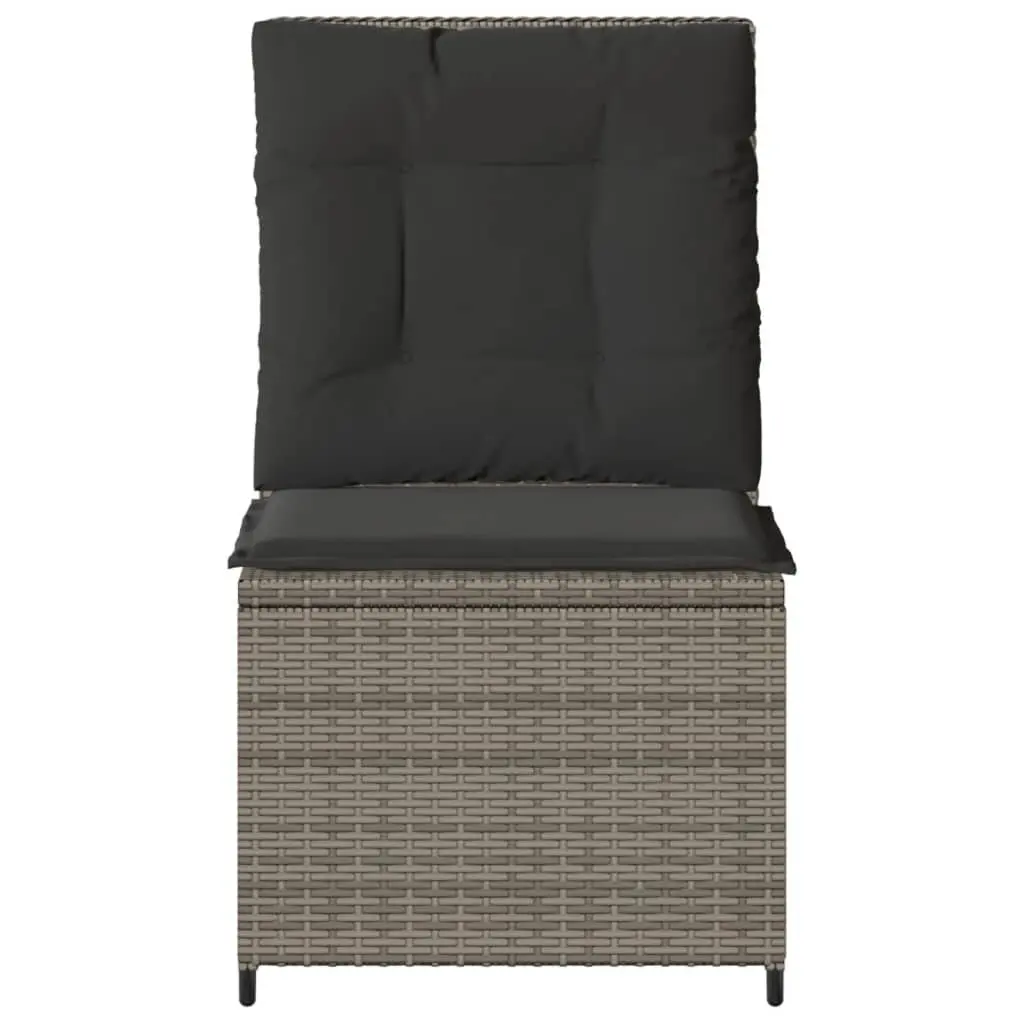 Reclining Garden Sofa Outdoor Seating Adjustable Backrest Grey Poly Rattan