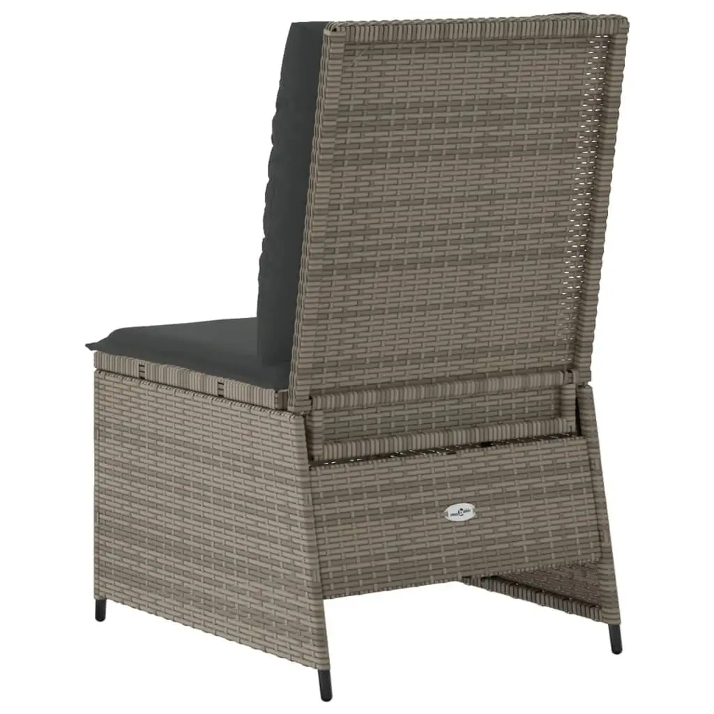 Reclining Garden Sofa Outdoor Seating Adjustable Backrest Grey Poly Rattan