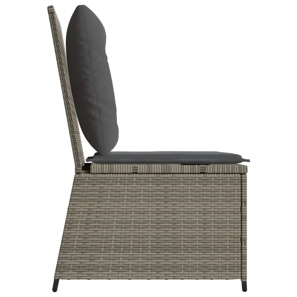 Reclining Garden Sofa Outdoor Seating Adjustable Backrest Grey Poly Rattan