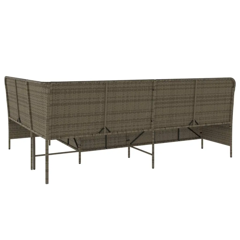 L-Shaped Garden Sofa Outdoor Patio Furniture Grey Poly Rattan with Cushions