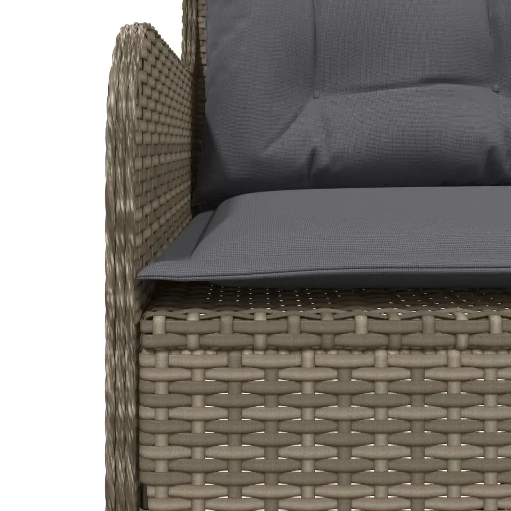 L-Shaped Garden Sofa Outdoor Patio Furniture Grey Poly Rattan with Cushions