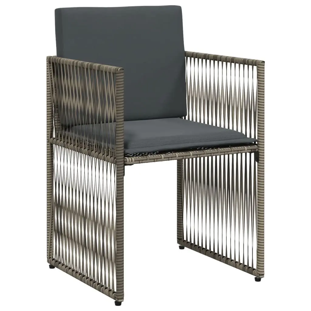 7 Piece Garden Dining Set Outdoor Furniture Grey Poly Rattan Cushions