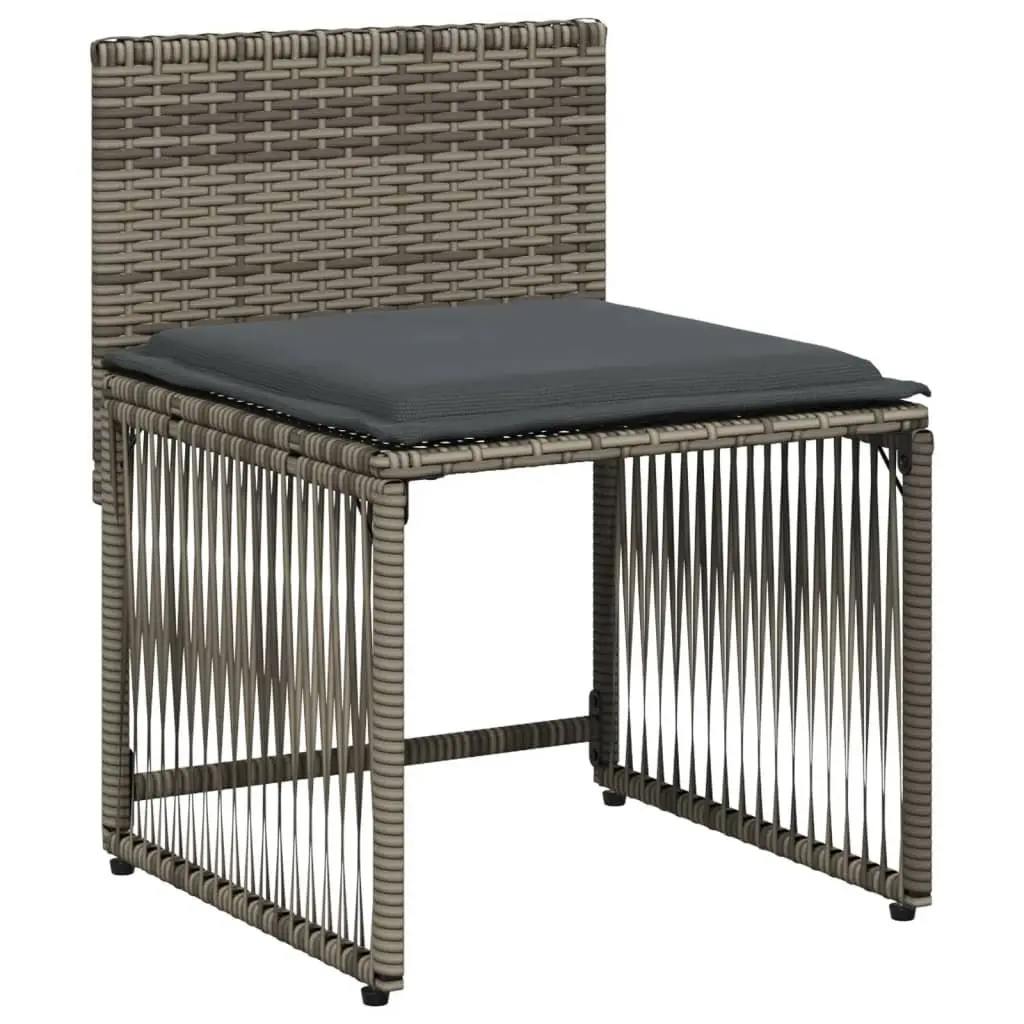 7 Piece Garden Dining Set Outdoor Furniture Grey Poly Rattan Cushions