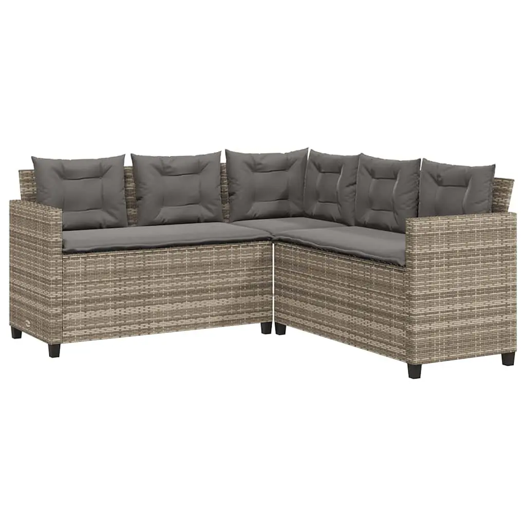 L-Shaped Garden Sofa Set Grey Outdoor Patio Furniture with Table