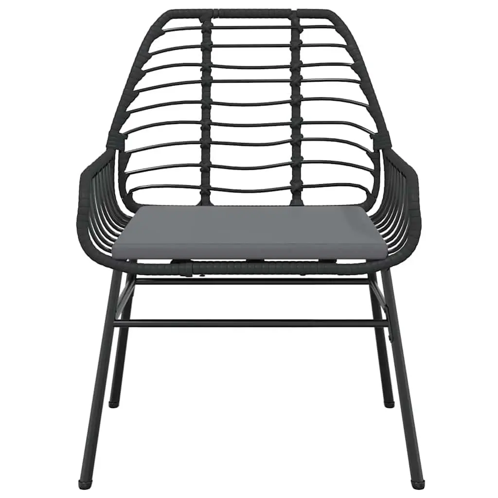 Outdoor Garden Chairs Padded Cushions 2 Piece Black Poly Rattan Seating