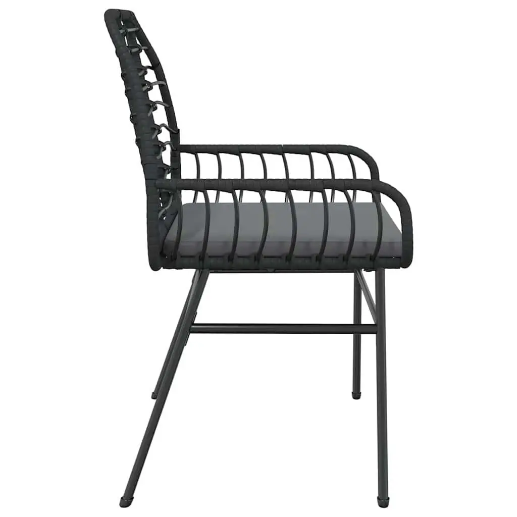 Outdoor Garden Chairs Padded Cushions 2 Piece Black Poly Rattan Seating