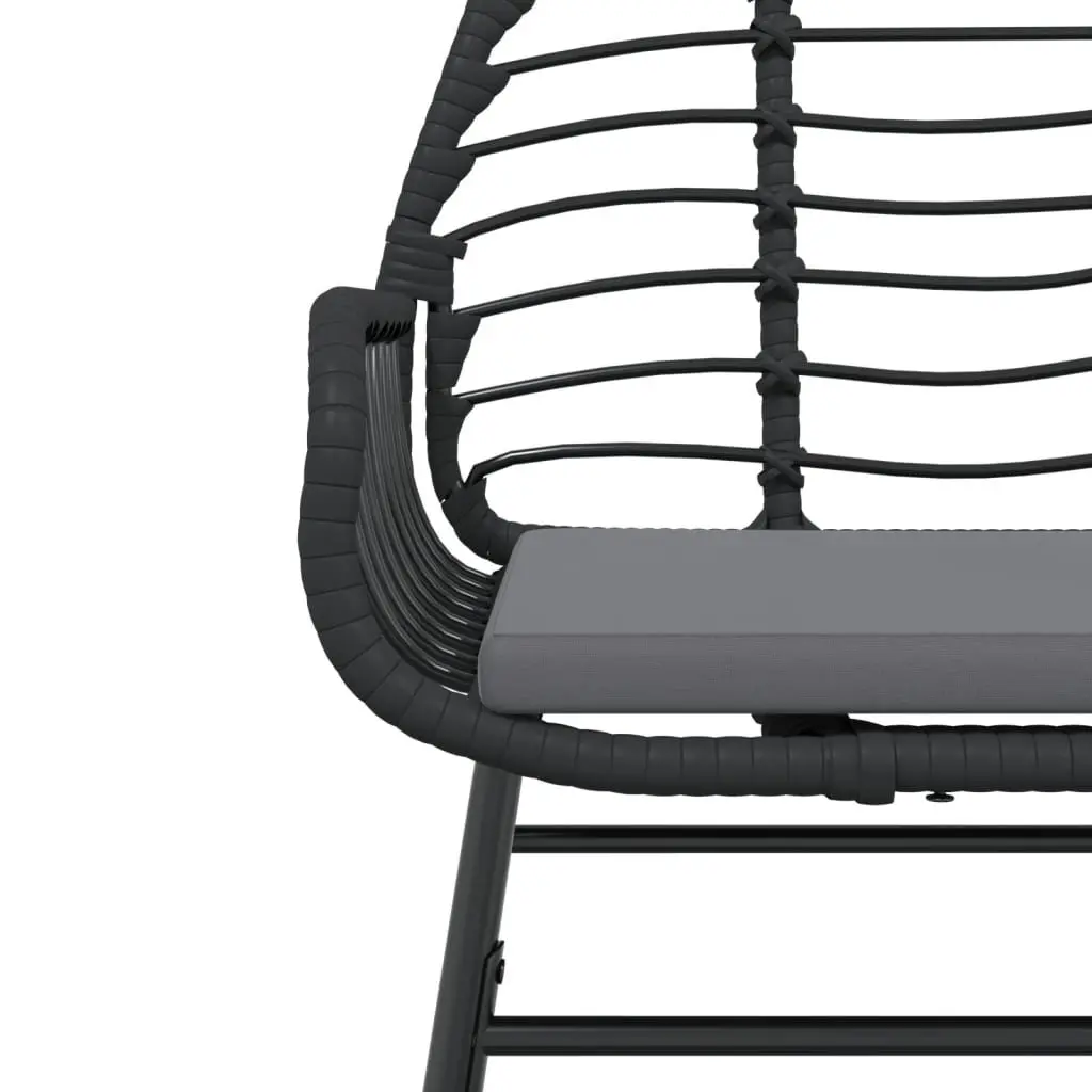 Outdoor Garden Chairs Padded Cushions 2 Piece Black Poly Rattan Seating