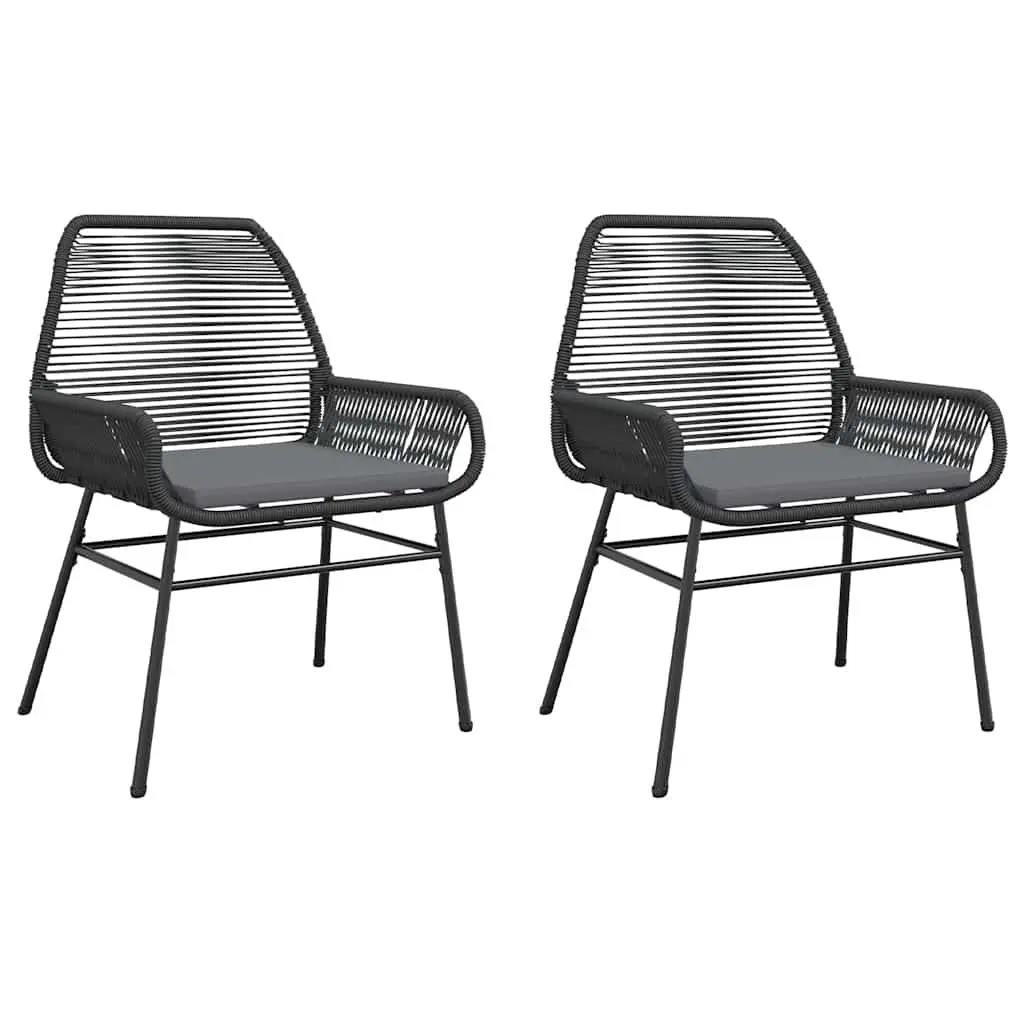 Garden Chairs Outdoor Seating 2 Piece Black Poly Rattan