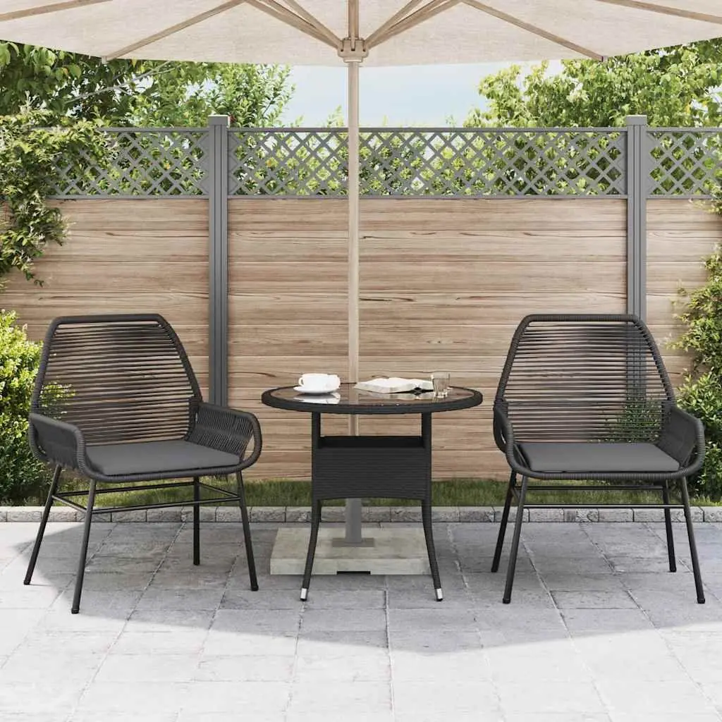 Garden Chairs Outdoor Seating 2 Piece Black Poly Rattan