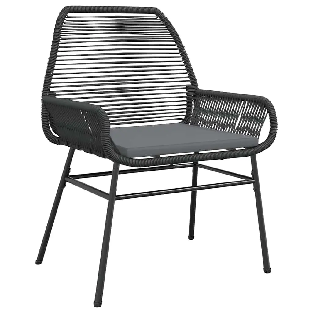 Garden Chairs Outdoor Seating 2 Piece Black Poly Rattan