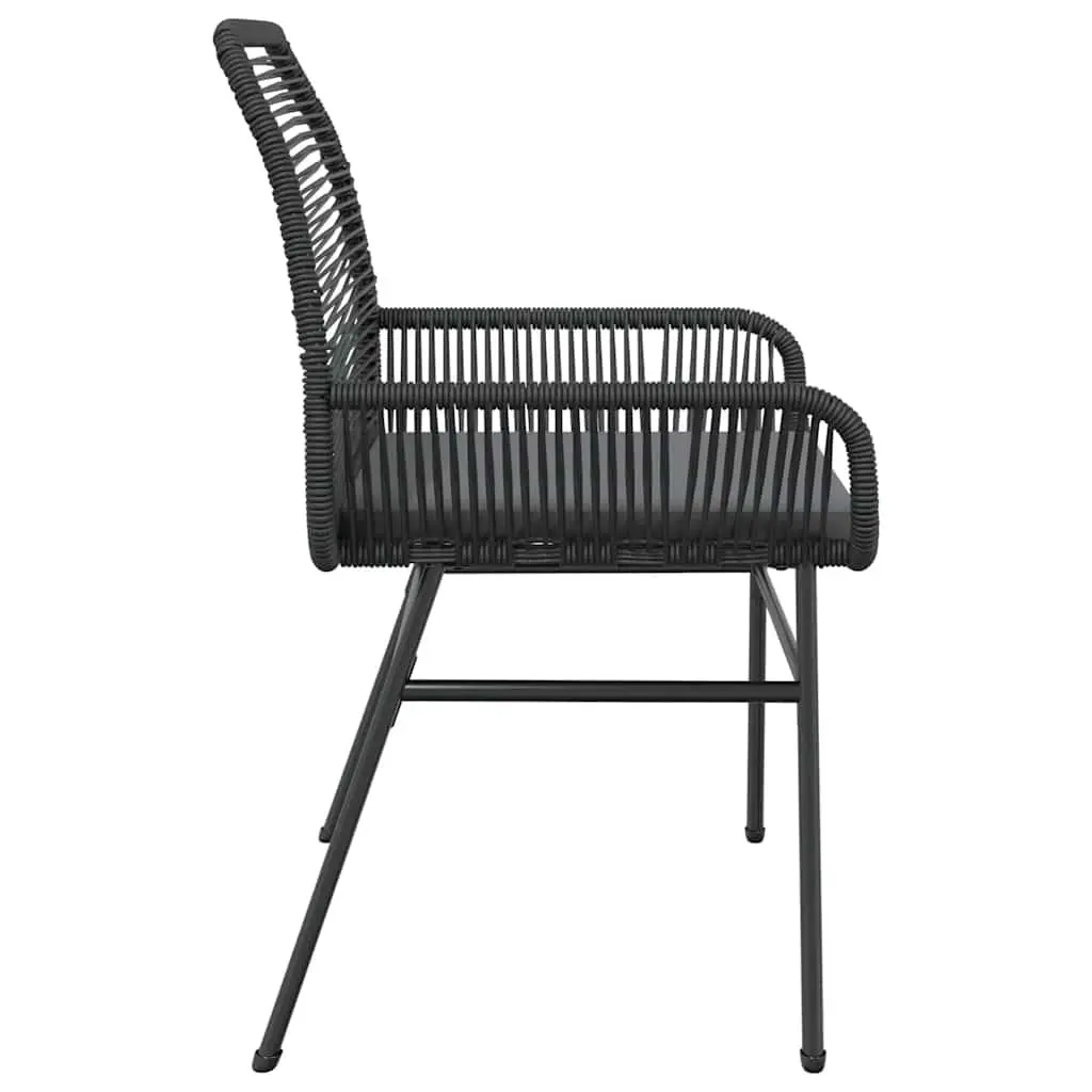 Garden Chairs Outdoor Seating 2 Piece Black Poly Rattan