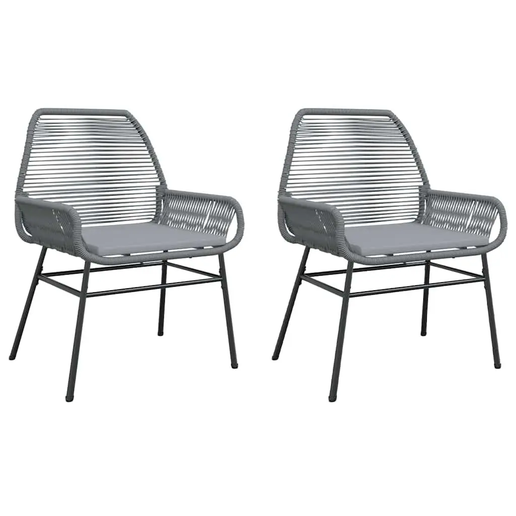Outdoor Garden Chairs Set 2 pcs Cushions Grey Poly Rattan Seating