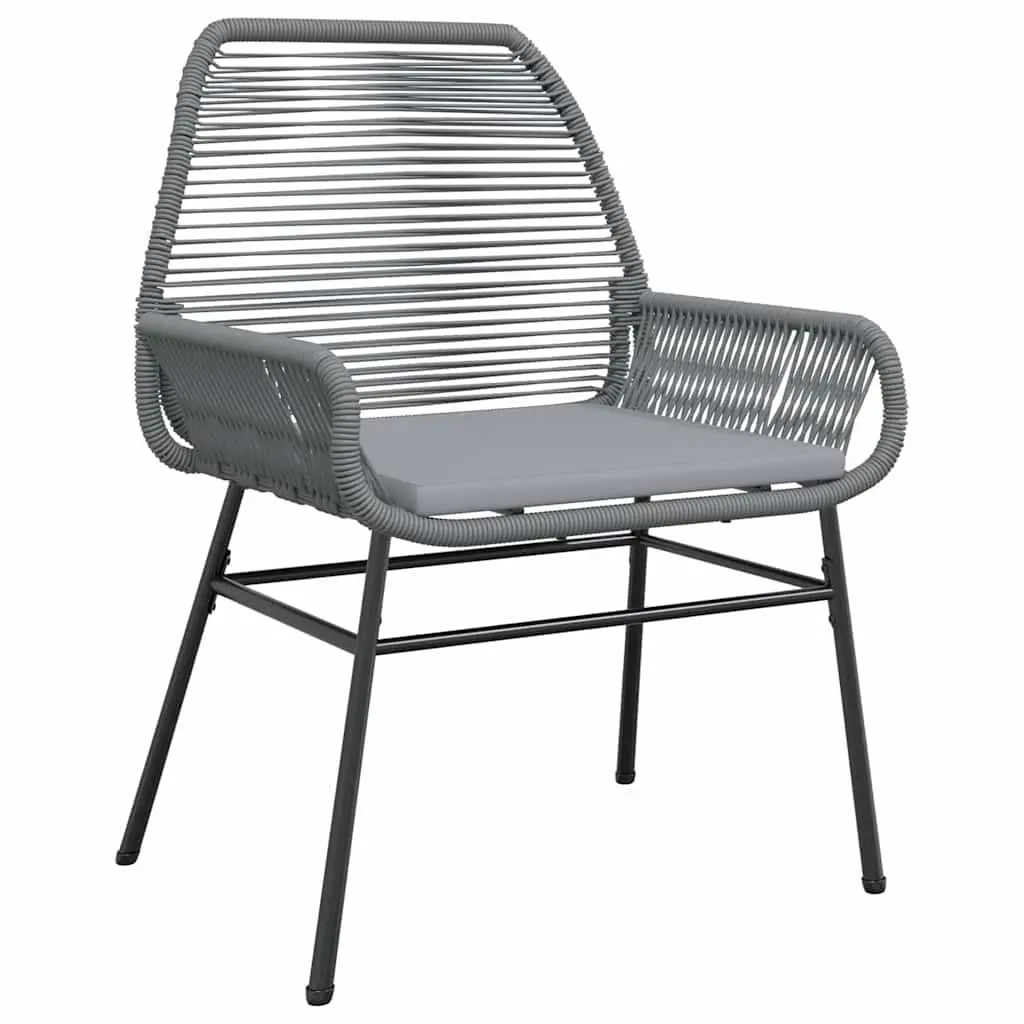 Outdoor Garden Chairs Set 2 pcs Cushions Grey Poly Rattan Seating