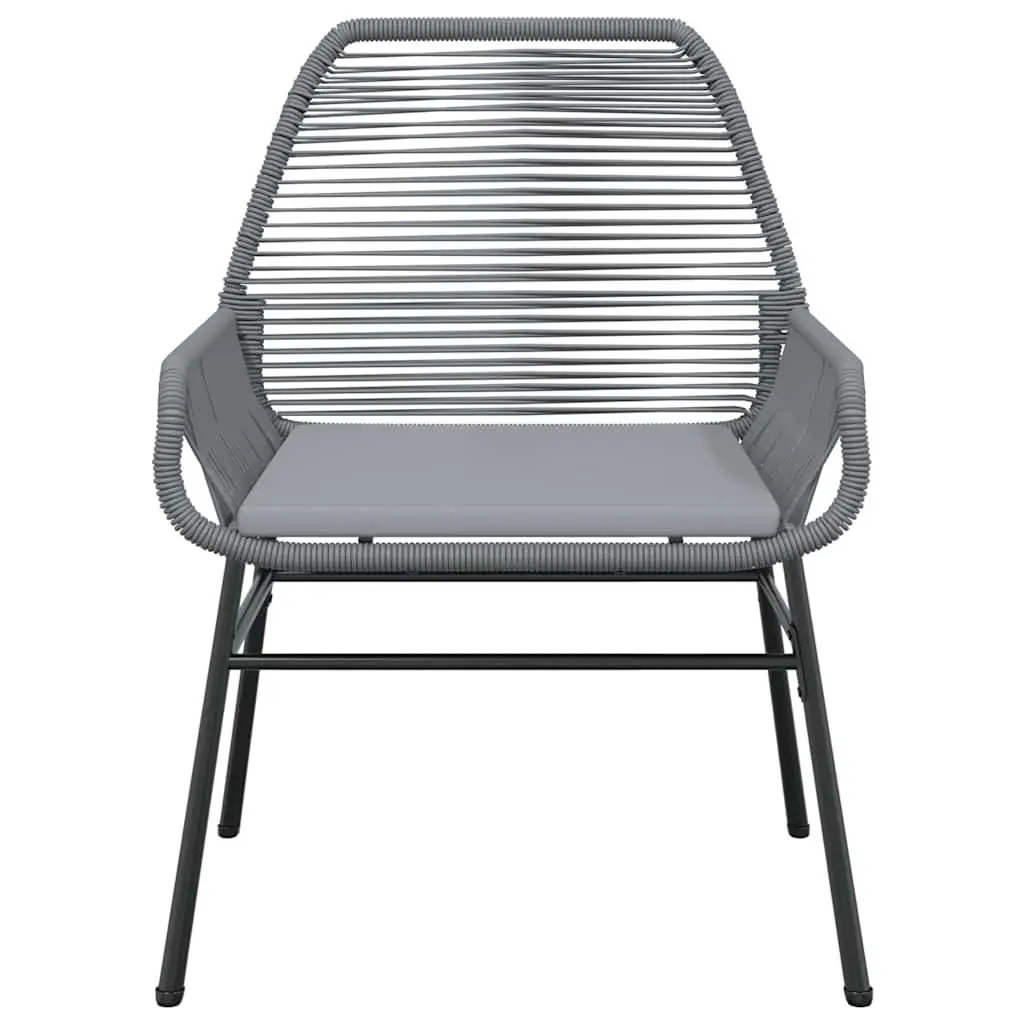 Outdoor Garden Chairs Set 2 pcs Cushions Grey Poly Rattan Seating
