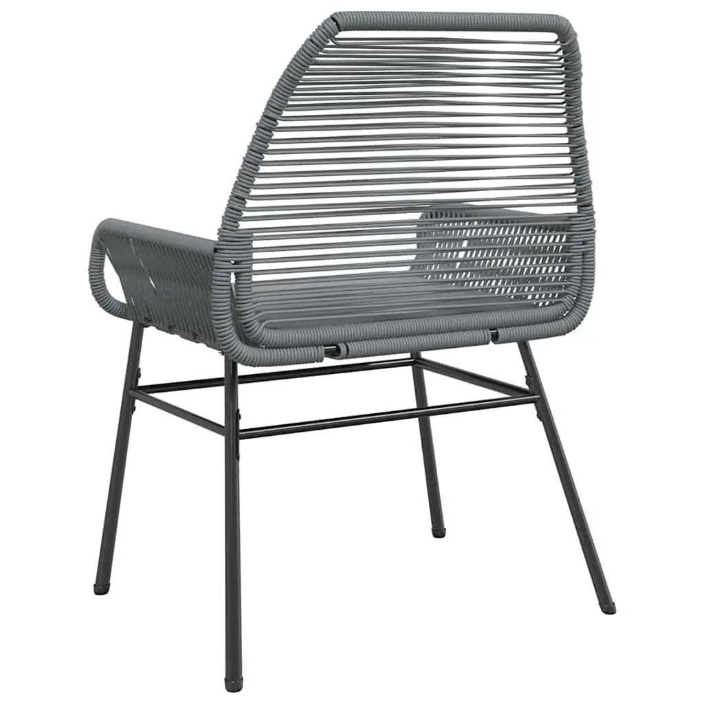 Outdoor Garden Chairs Set 2 pcs Cushions Grey Poly Rattan Seating