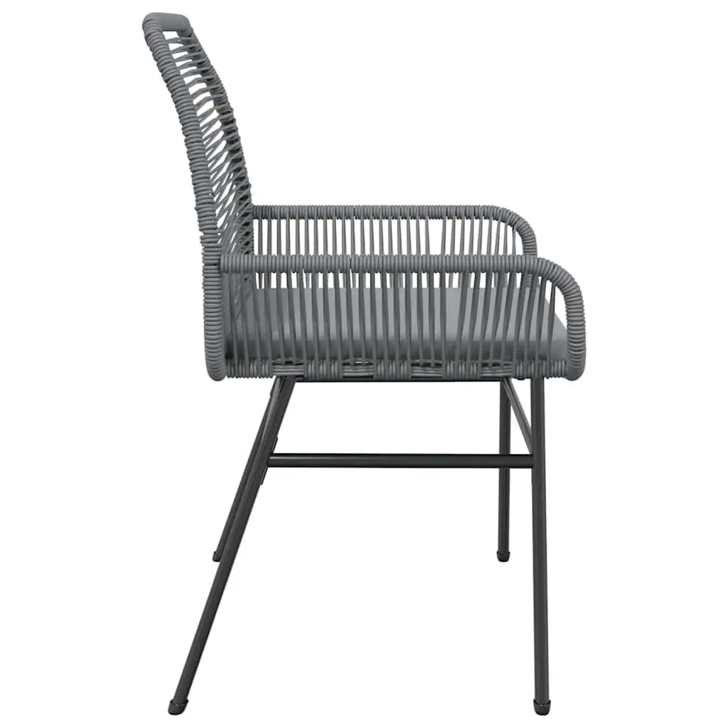 Outdoor Garden Chairs Set 2 pcs Cushions Grey Poly Rattan Seating