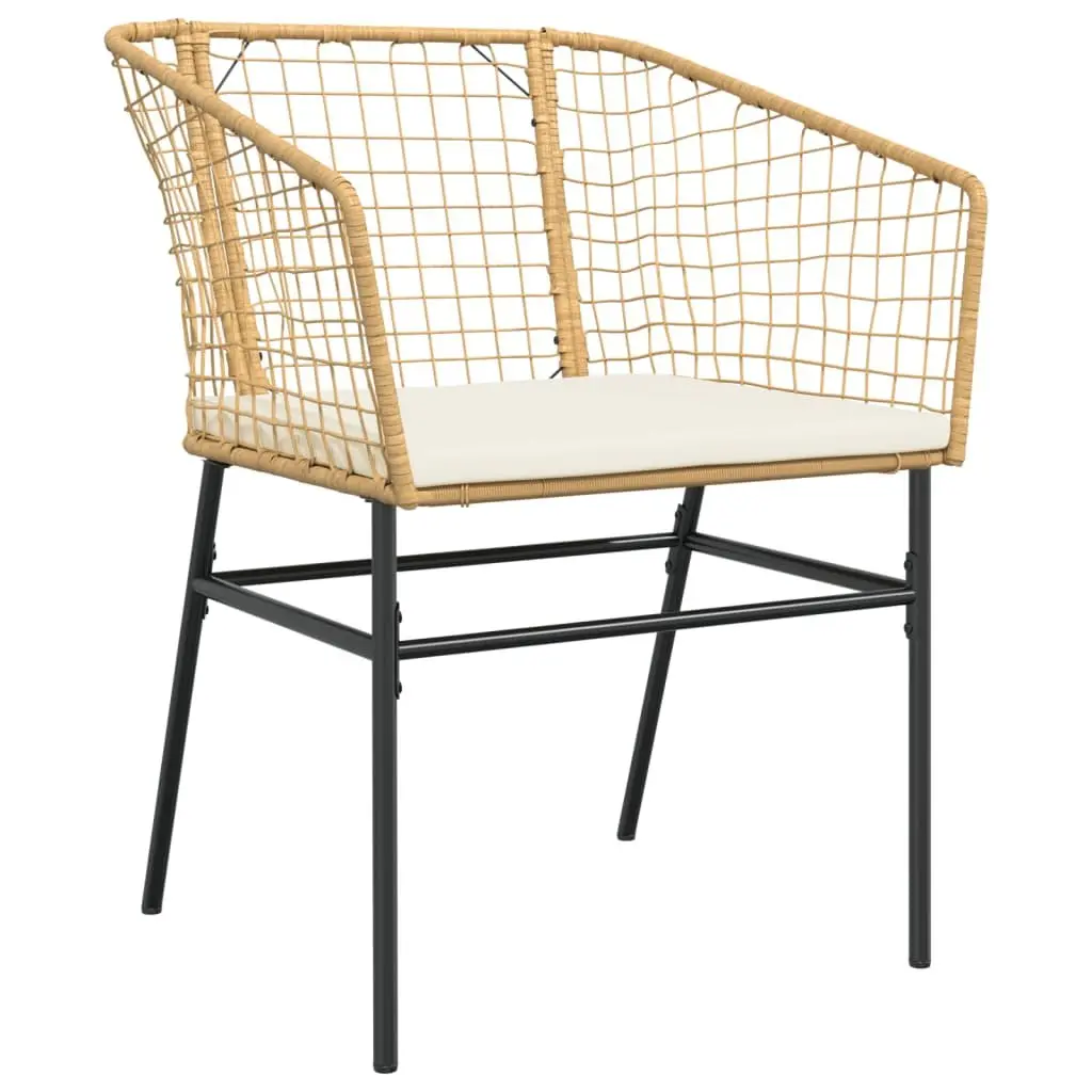 Outdoor Garden Chairs 2 pcs Brown Poly Rattan with Cushions Backrest Armrests