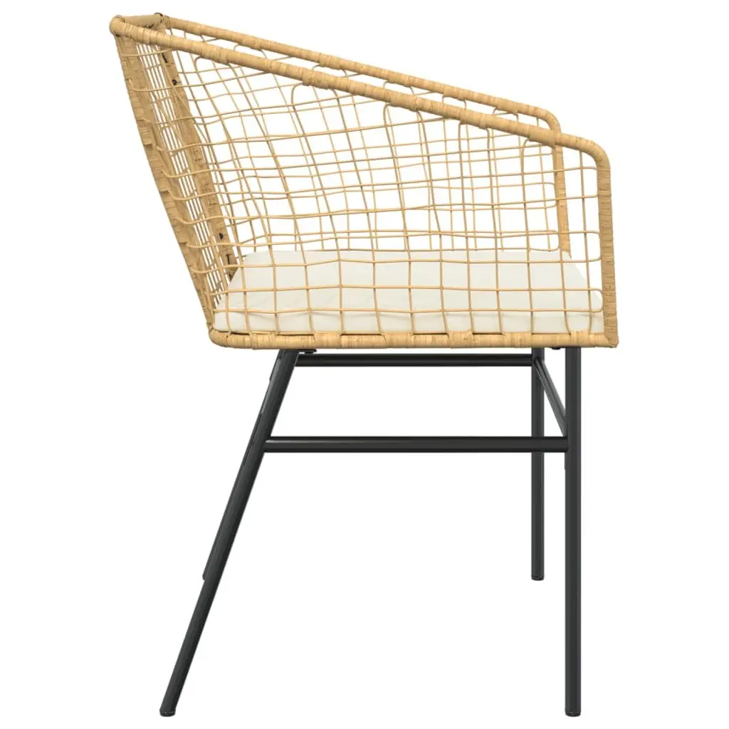 Outdoor Garden Chairs 2 pcs Brown Poly Rattan with Cushions Backrest Armrests