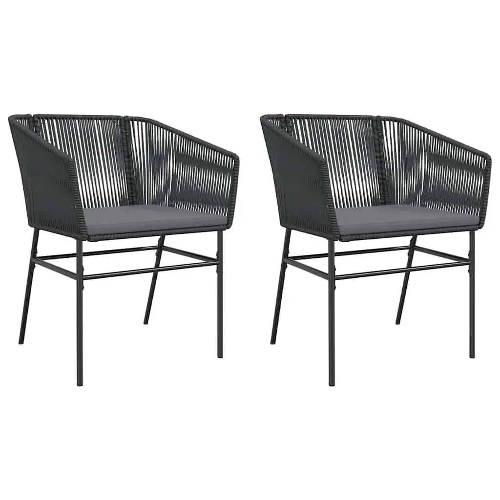 Outdoor Garden Chairs Set 2 pcs with Cushions Black Poly Rattan Seating