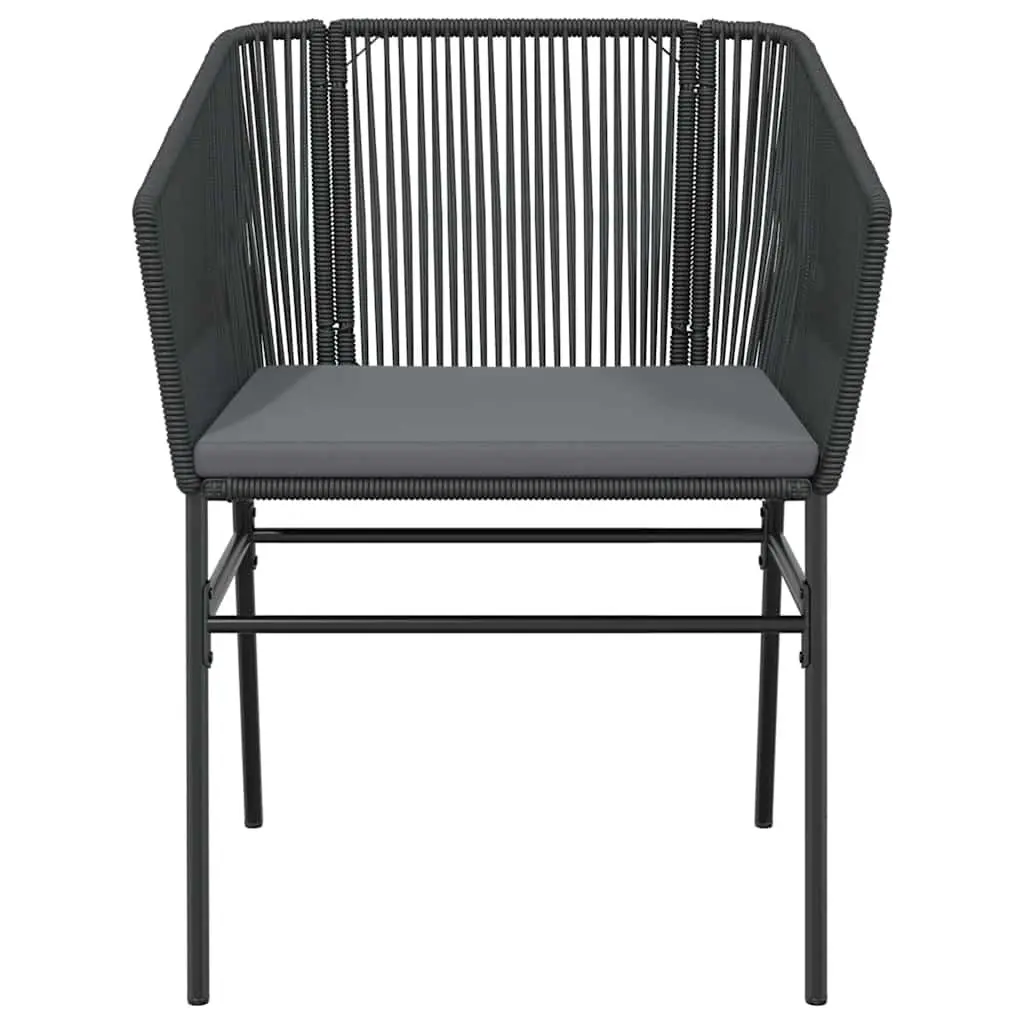 Outdoor Garden Chairs Set 2 pcs with Cushions Black Poly Rattan Seating