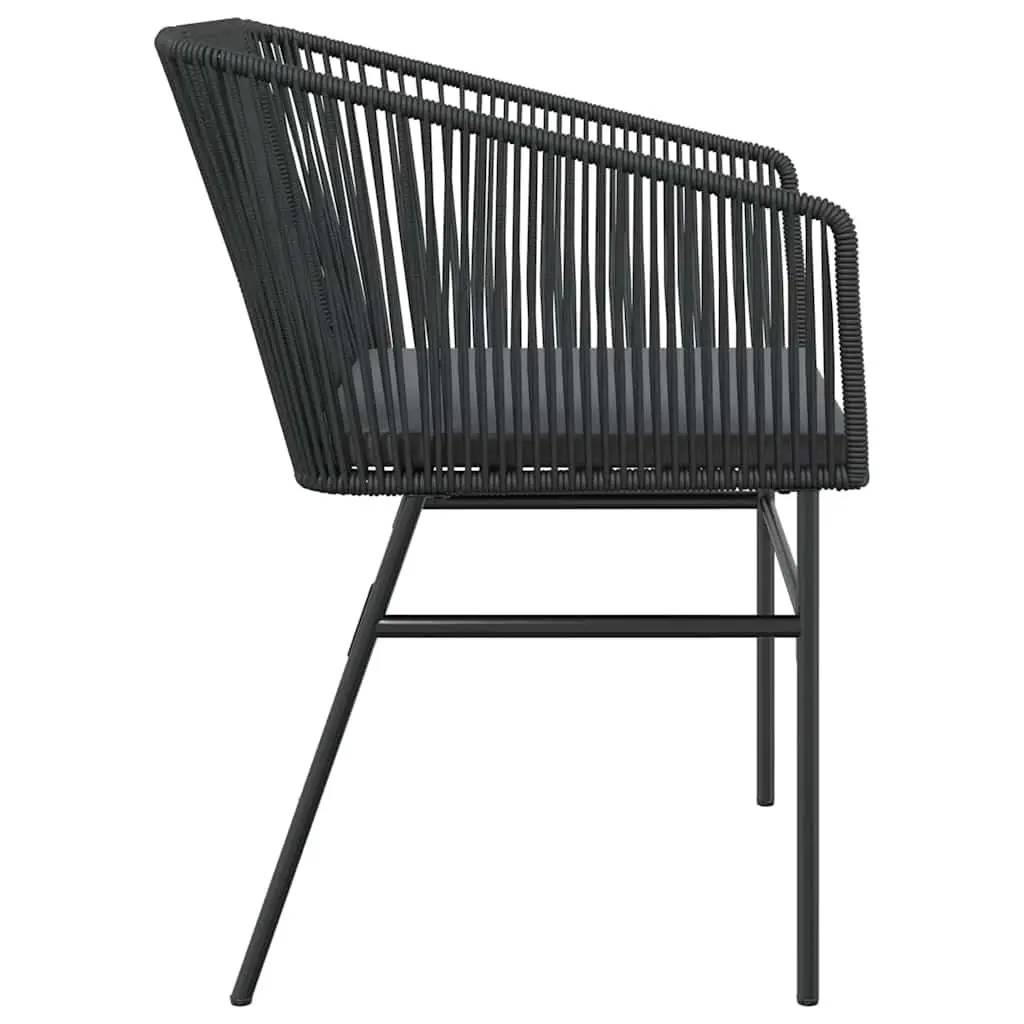 Outdoor Garden Chairs Set 2 pcs with Cushions Black Poly Rattan Seating