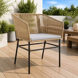 Outdoor Garden Chairs 2 pcs Brown with Cushions Poly Rattan Seating Set