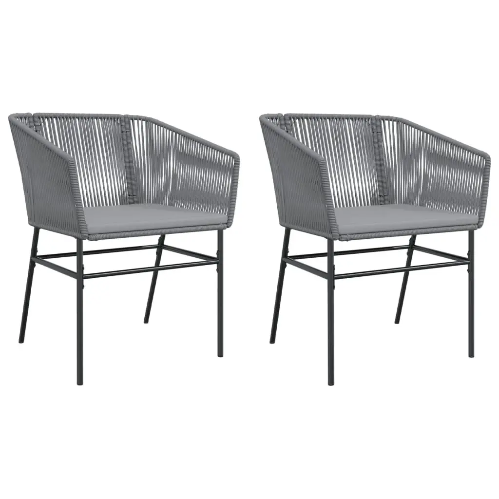 Outdoor Garden Chairs Set 2 Pieces Grey Poly Rattan Cushioned Seating