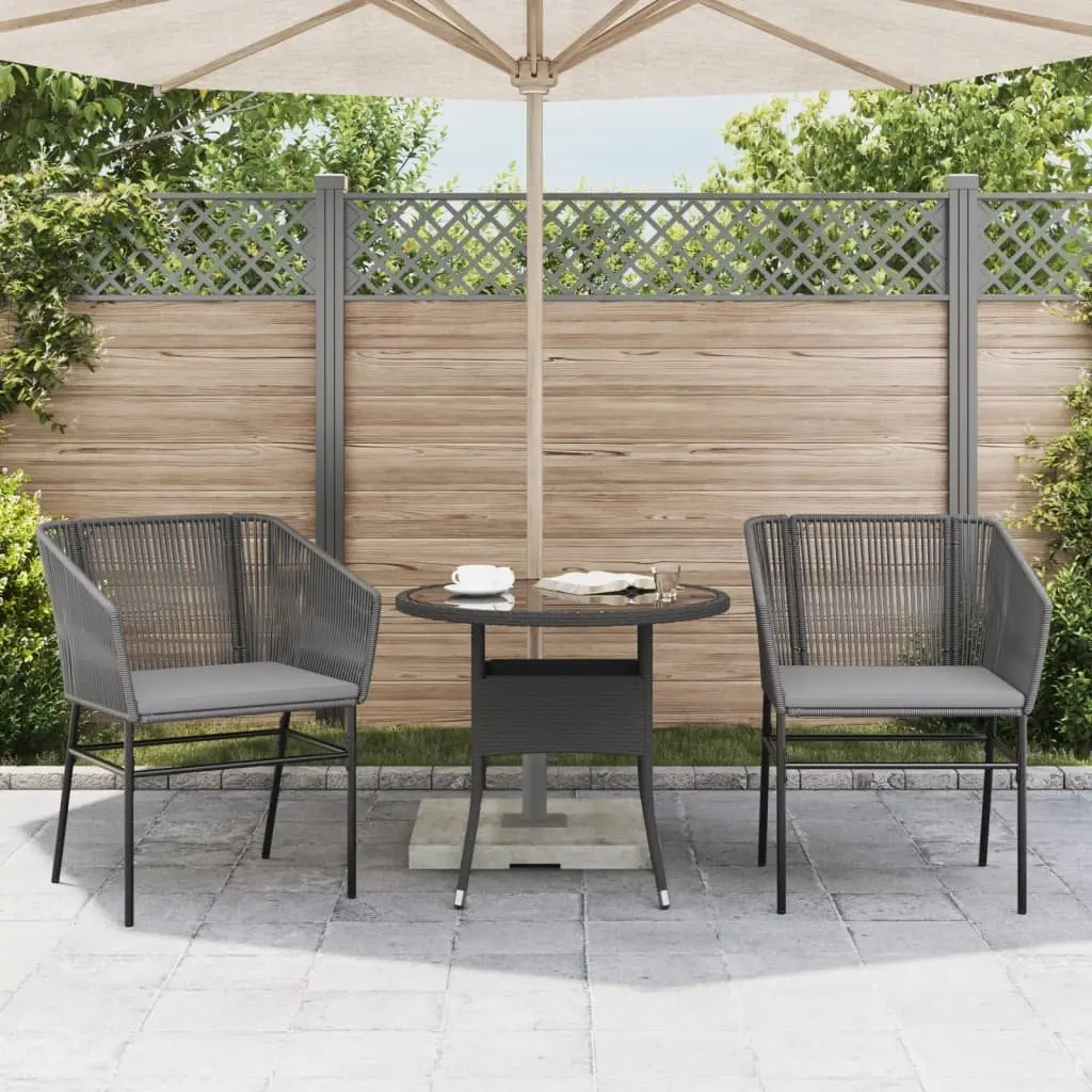 Outdoor Garden Chairs Set 2 Pieces Grey Poly Rattan Cushioned Seating