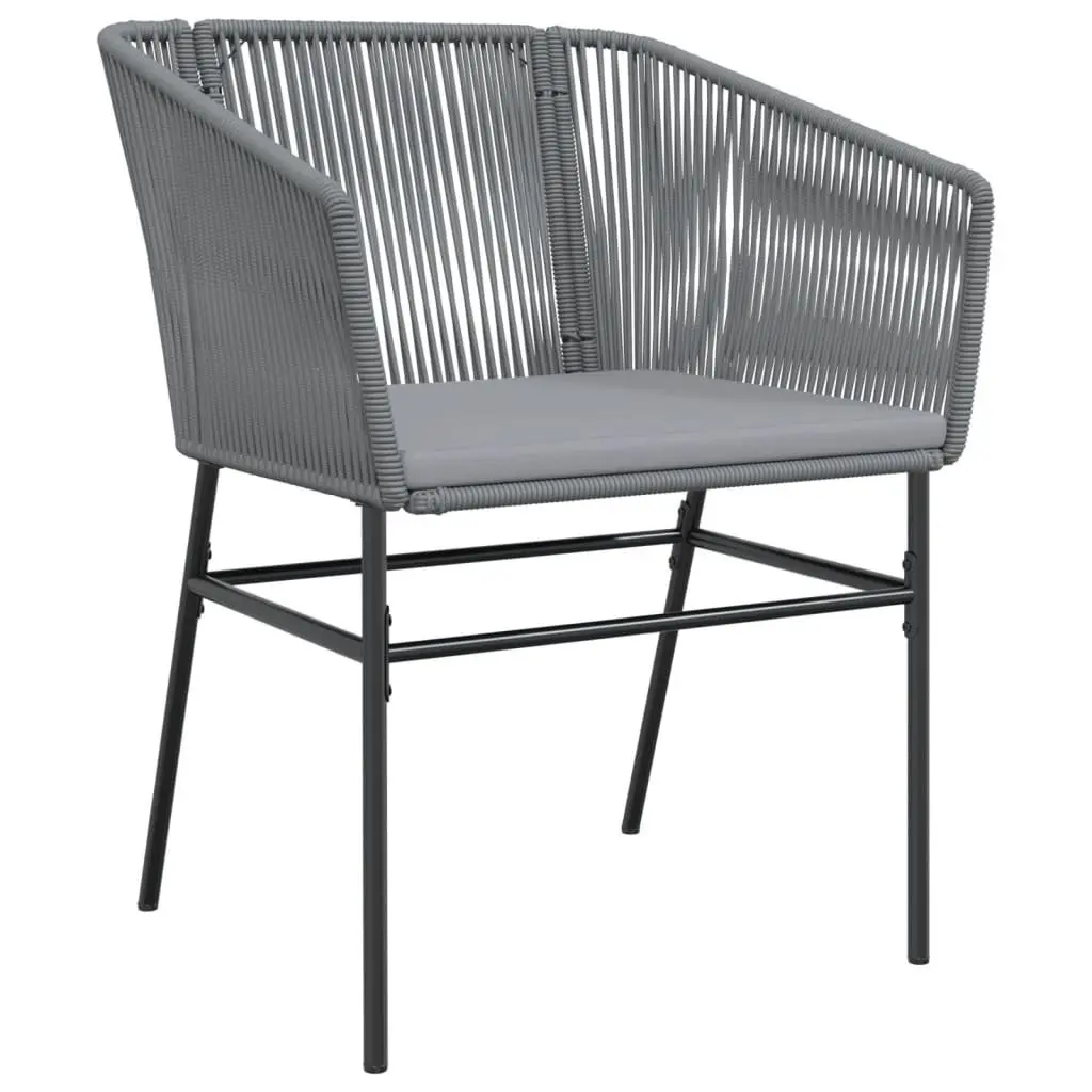 Outdoor Garden Chairs Set 2 Pieces Grey Poly Rattan Cushioned Seating