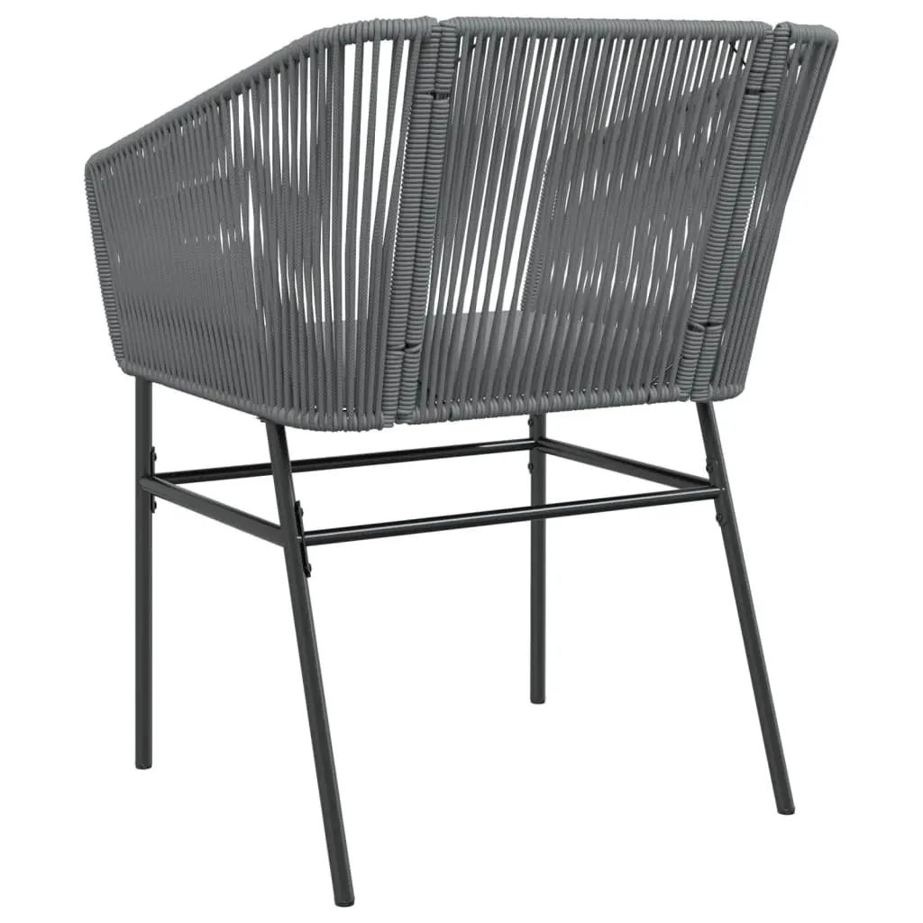 Outdoor Garden Chairs Set 2 Pieces Grey Poly Rattan Cushioned Seating