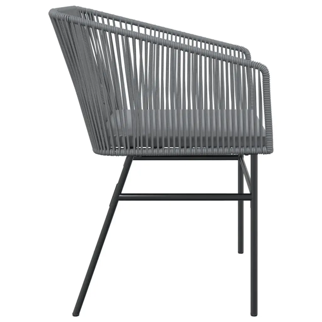 Outdoor Garden Chairs Set 2 Pieces Grey Poly Rattan Cushioned Seating