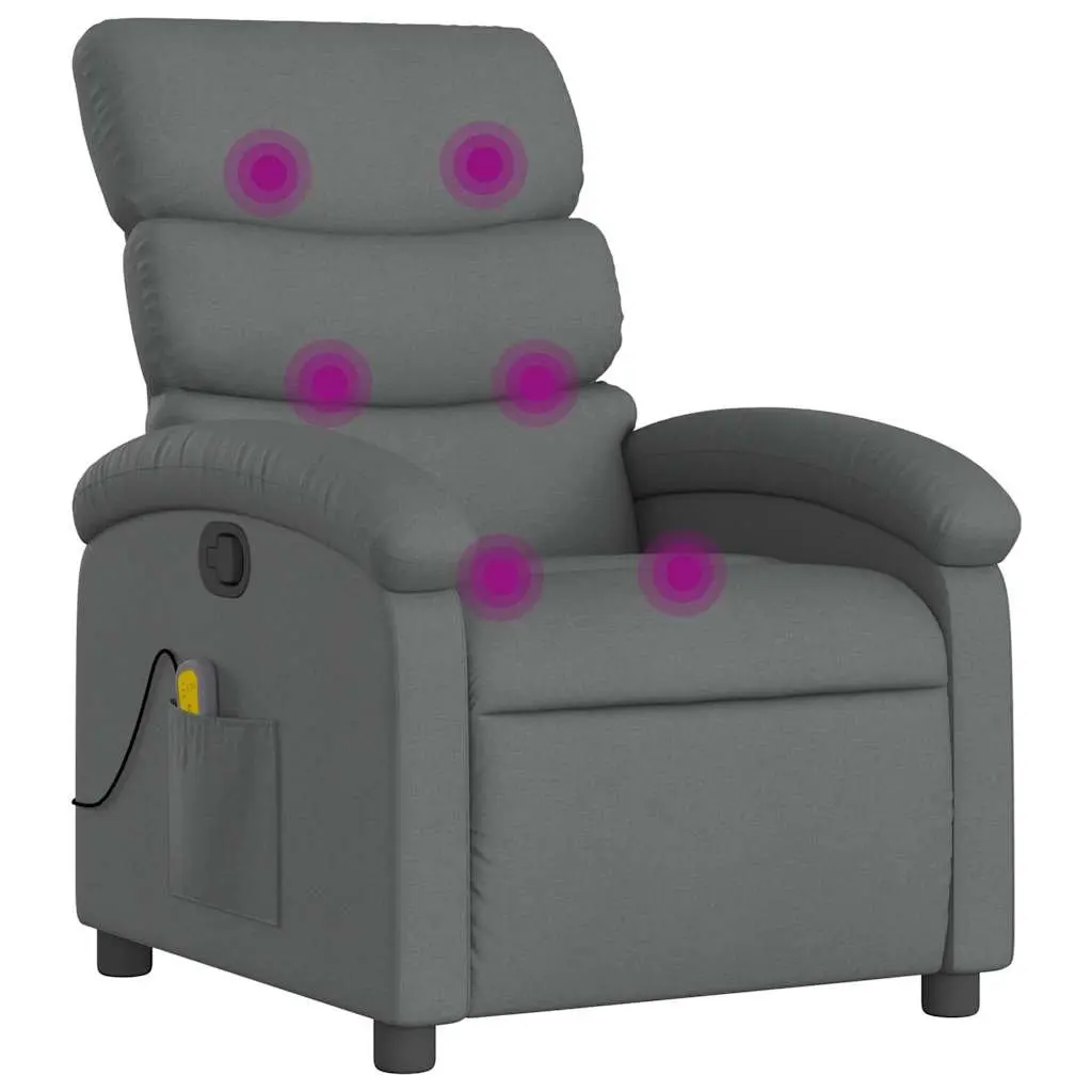 Massage Recliner Chair Manual Recline Vibration Lounger Grey Fabric