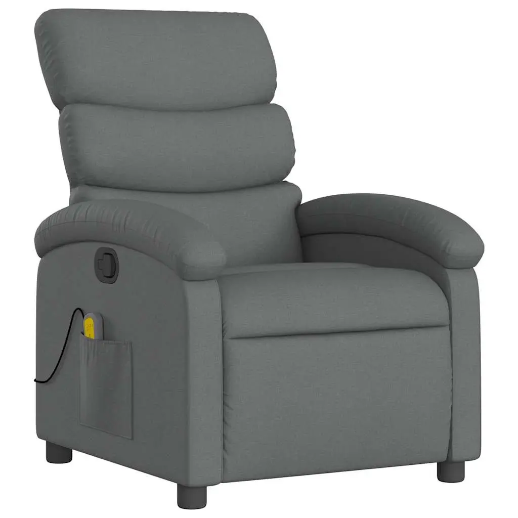 Massage Recliner Chair Manual Recline Vibration Lounger Grey Fabric