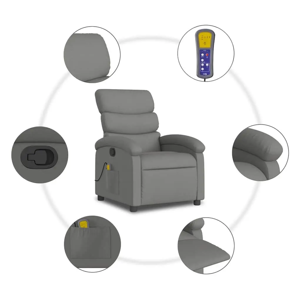 Massage Recliner Chair Manual Recline Vibration Lounger Grey Fabric
