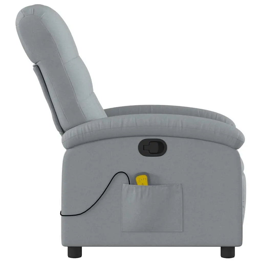 Recliner Chair Manual Light Grey Fabric 6 Vibration Points for Massage