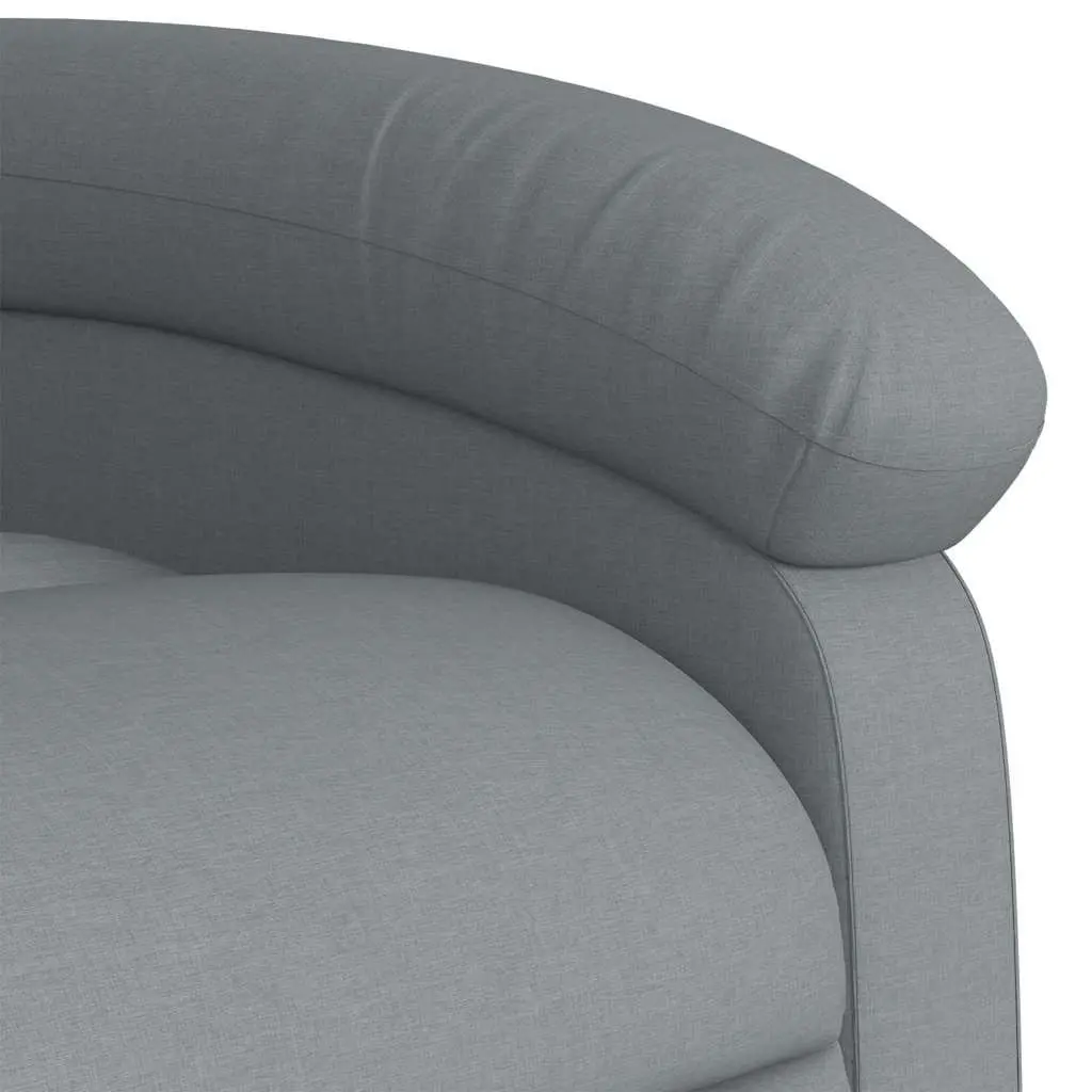 Recliner Chair Manual Light Grey Fabric 6 Vibration Points for Massage