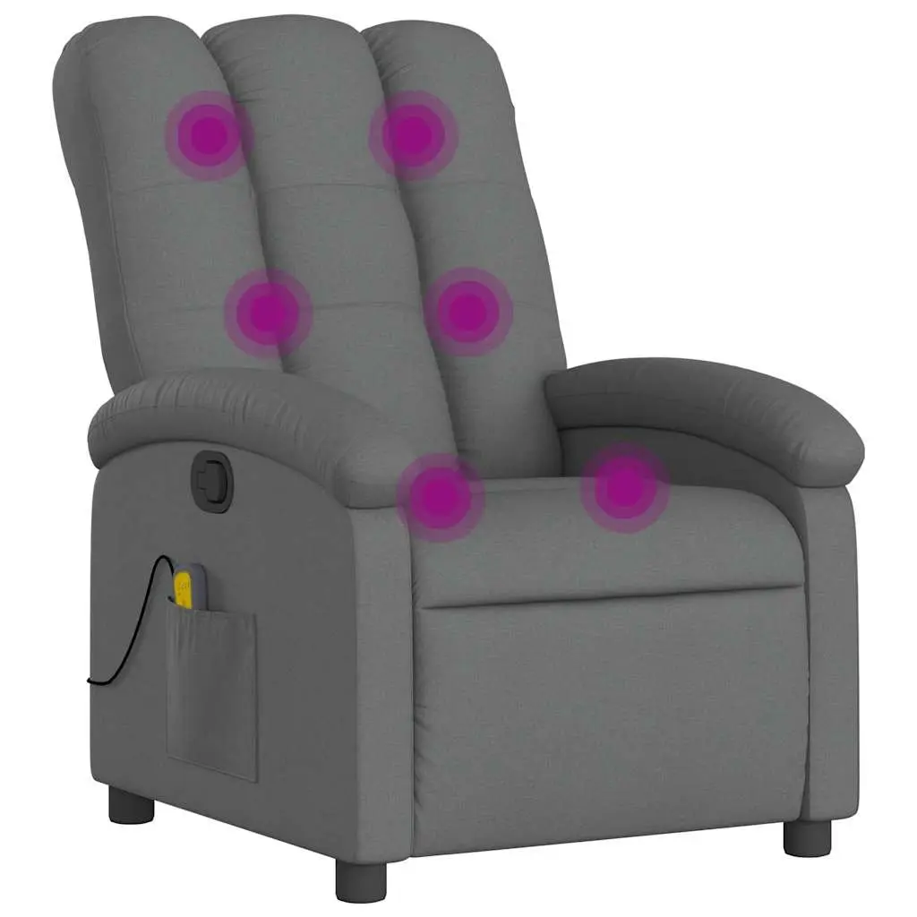 Recliner Chair Manual Grey Fabric 135 Degrees Massage Armchair 6 Points