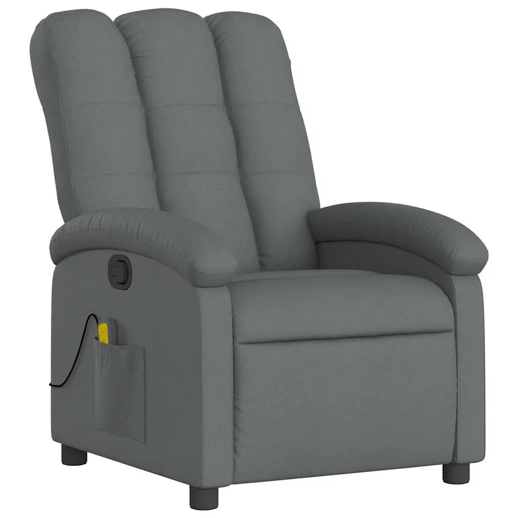 Recliner Chair Manual Grey Fabric 135 Degrees Massage Armchair 6 Points