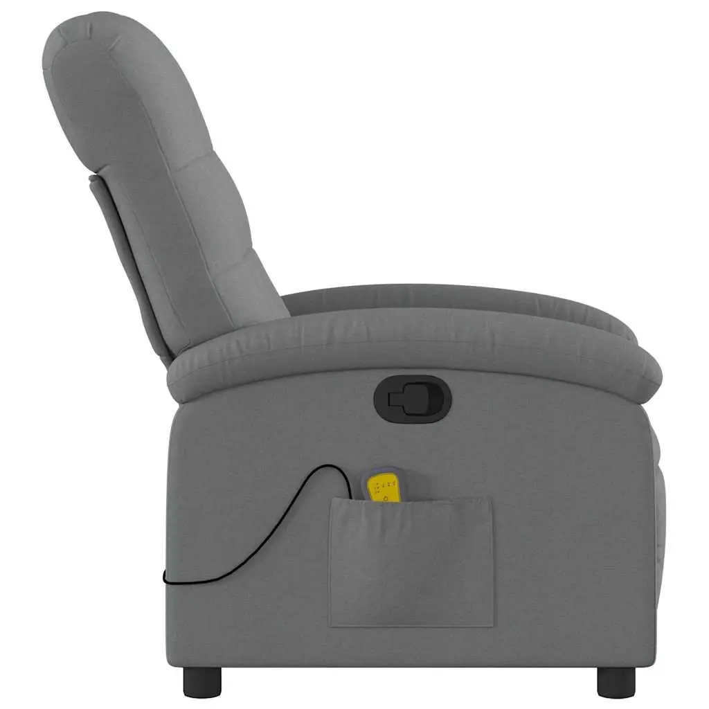 Recliner Chair Manual Grey Fabric 135 Degrees Massage Armchair 6 Points