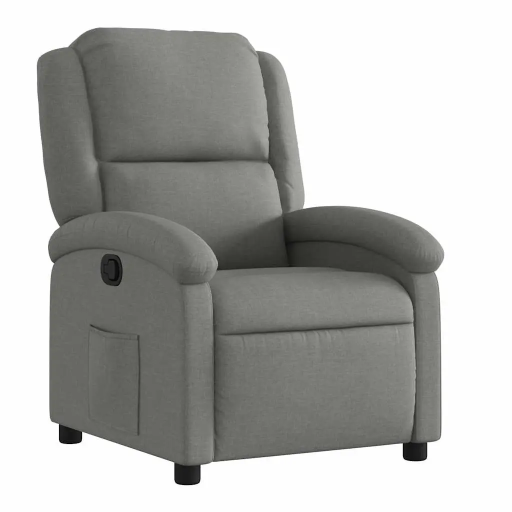 Recliner Chair Manual Recline Armchair Grey Fabric Lounge Seat