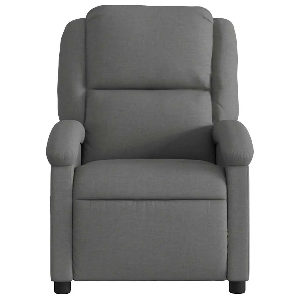 Recliner Chair Manual Recline Armchair Grey Fabric Lounge Seat