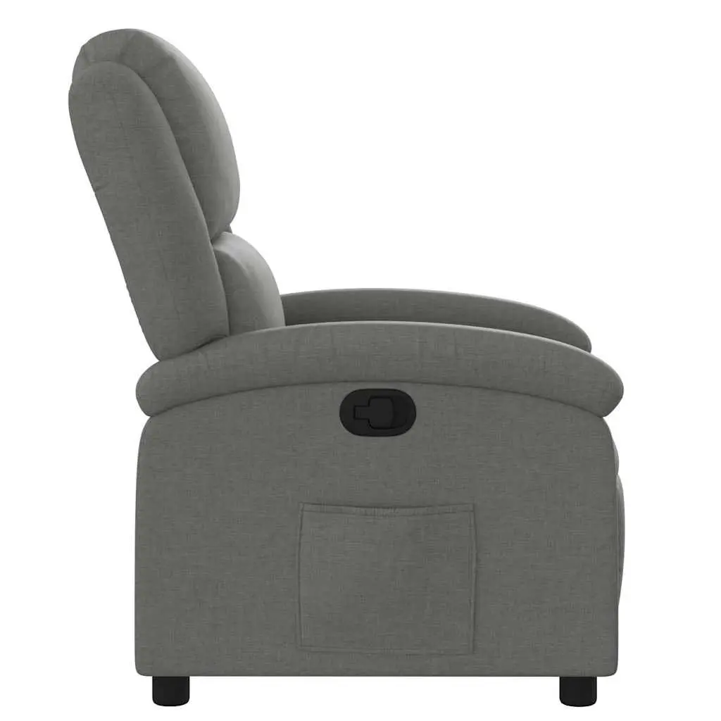 Recliner Chair Manual Recline Armchair Grey Fabric Lounge Seat
