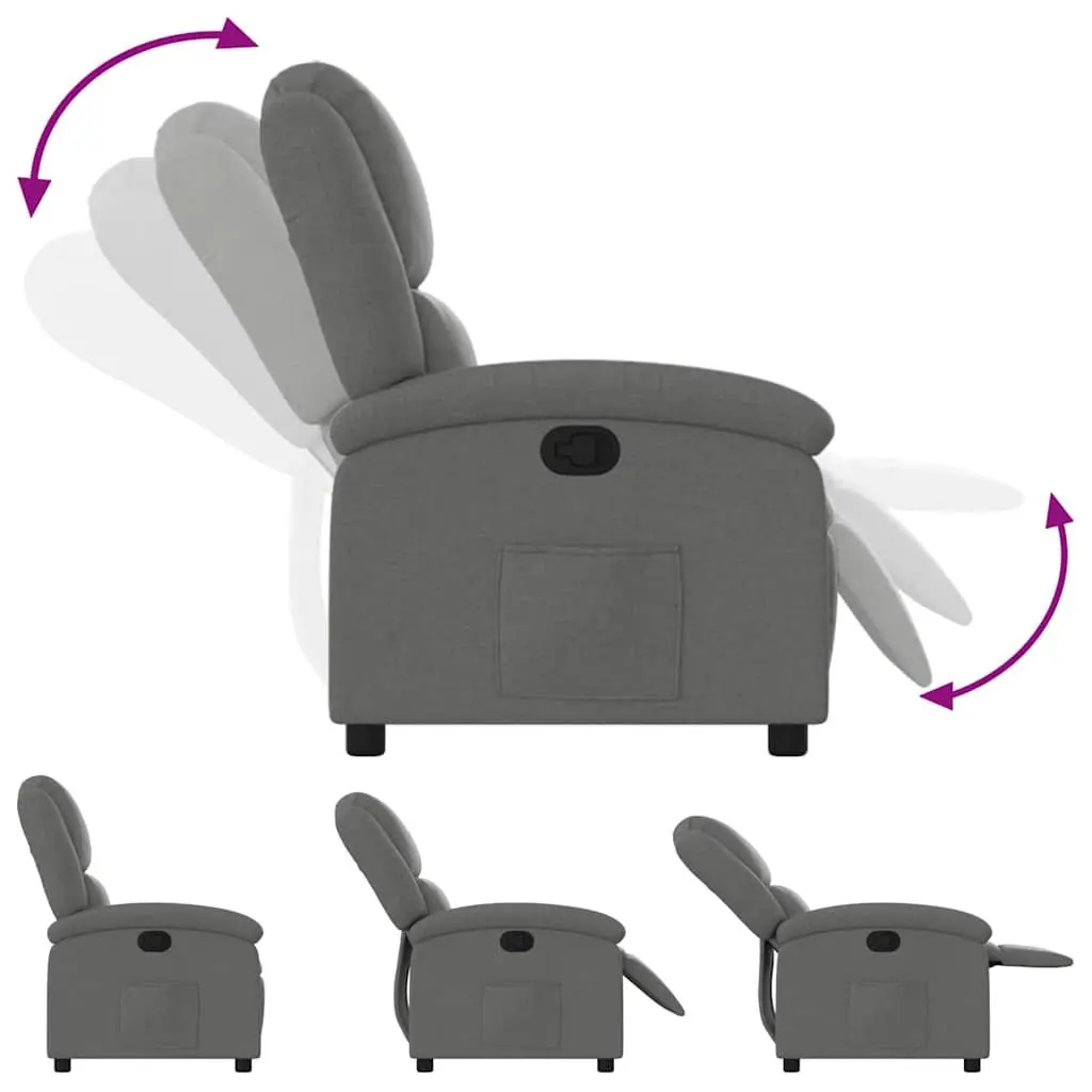 Recliner Chair Manual Recline Armchair Grey Fabric Lounge Seat