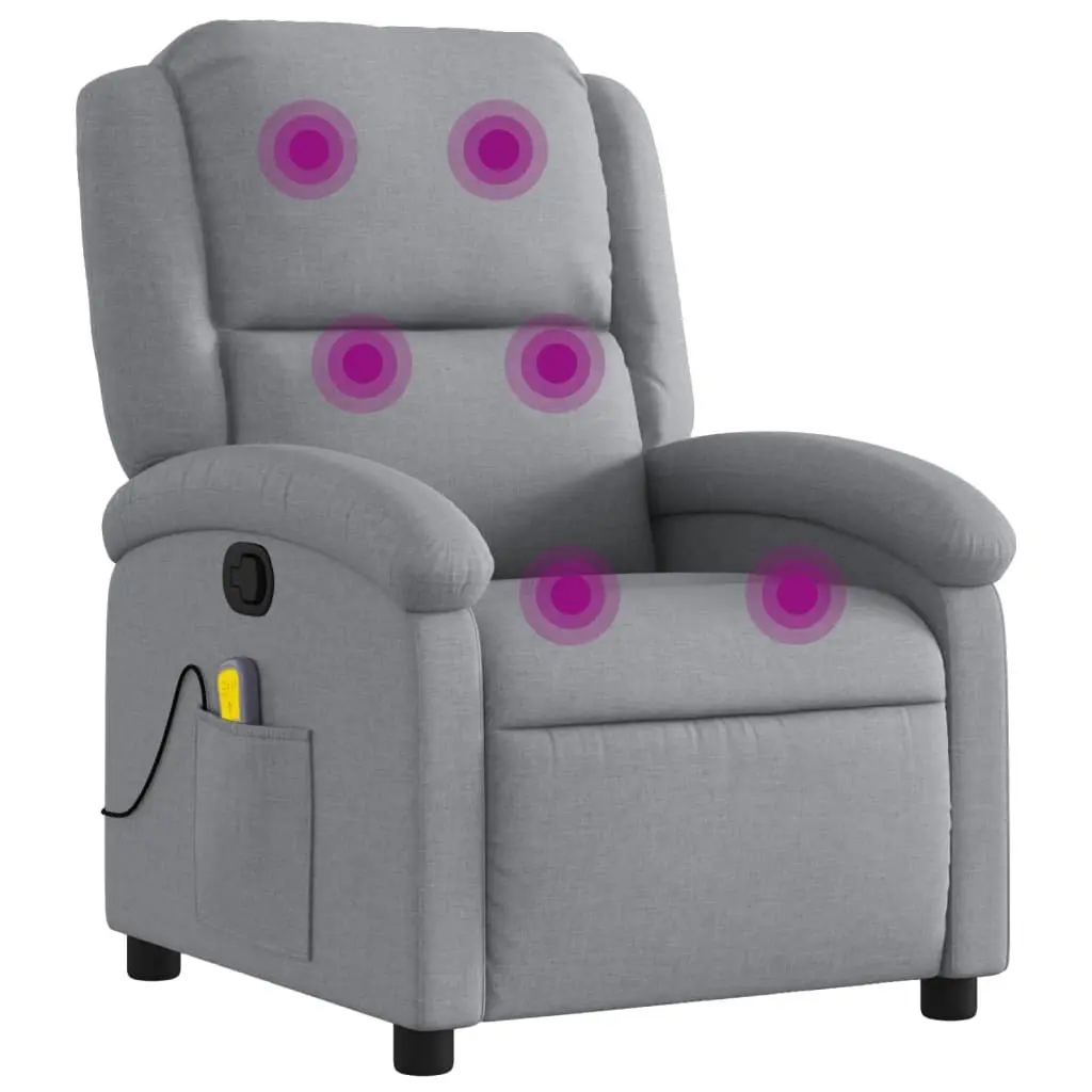 Massage Recliner Chair Manual Reclining Light Grey Fabric 6 Vibration Points